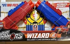 Air Warriors Wizard 2 PK Blasts to 100' with 8 Darts Auto Advance plus 30 darts