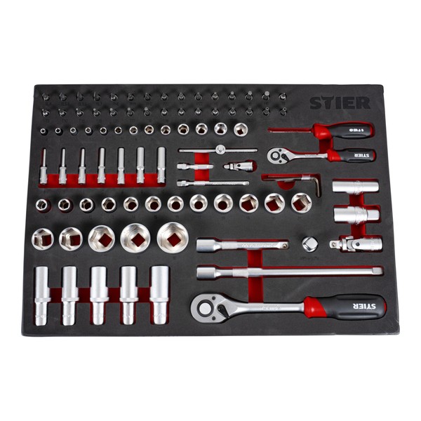 Stier SteckschlüSsel Satz 92-Teilig Chrom-Vanadium-Stahl 1/4 Zoll 1/2 Zoll Mit-image