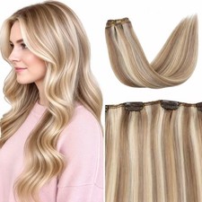 100 Remy Human Hair Clip In Extensions 18/613 70g