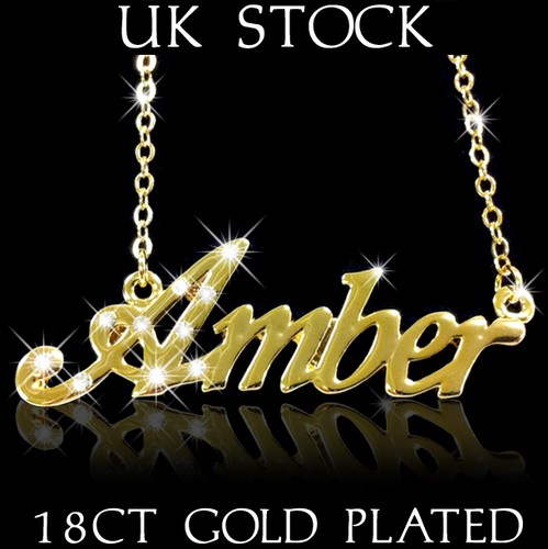 AMBER NAME NECKLACE 18ct Gold Plated 