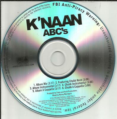 K NAAN w/ CHUBB ROCK Abc s 6TRX INSTRUMENTAL & ACCAPPELLA PROMO CD single knaan