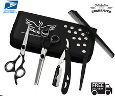 6"Professional Hair Cutting Scissors Barber Shear Hairdressing Razor Skull Kit
