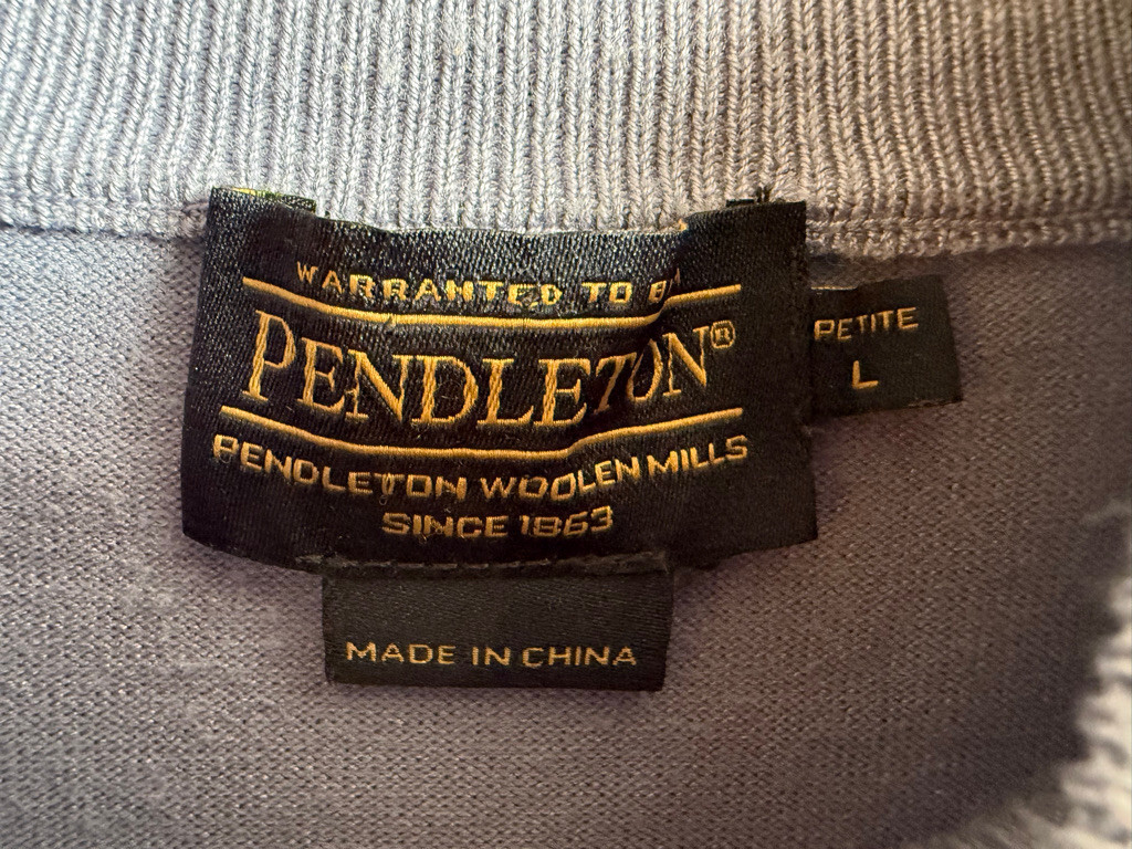 2000s Pendleton Light Gray Blue Mock Neck Long-Sl… - image 4