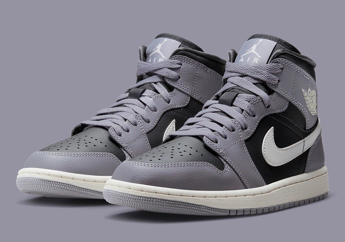 Nike Air Jordan 1 Mid Cement Grey Sail Shoes BQ6472-022 Women'