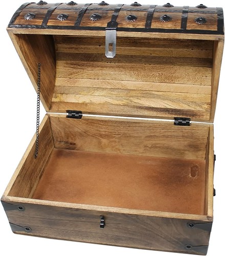 Pirate Treasure Chest with Iron Lock and Skeleton Key - Storage and Decorativ... - Picture 6 of 8