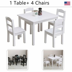 Details About Kids Wooden White Table Desk And 4 Chair Set For Study Home Work Writing Reading