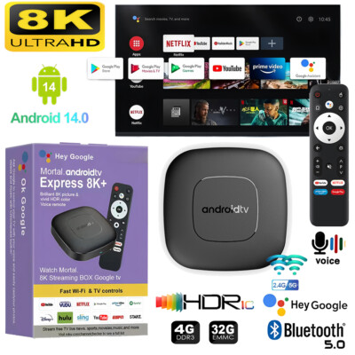 Android 14 Smart TV Box 8K HDMI Quad Core HD Bluetooth WIFI Media Stream Player