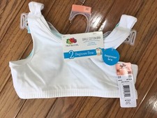 NEW Girls Fruit of the Loom FT810 2 Pack Beginner Bras 30 White Aqua Cotton A1