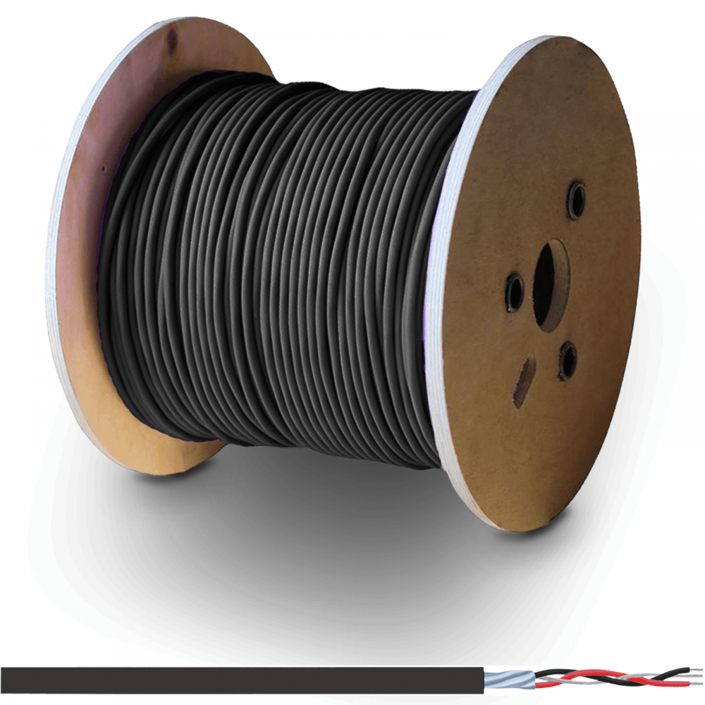 Tour Grade Black 2 Core H/Q Screened Flexible DMX Cable 100m Drum 110 Ohms
