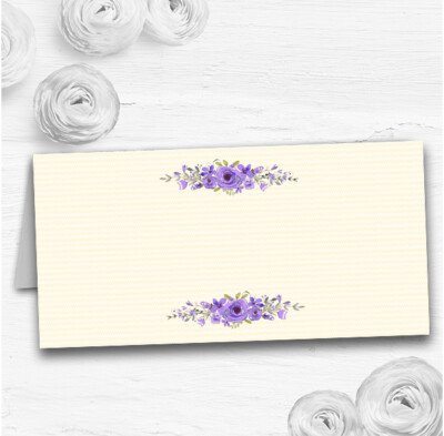 Tischkarten Aquarell lila Blumen rustikal Hochzeit Sitzgruppe Name