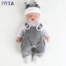 IVITA 12" Asleep Silicone Newborn Baby Boy Full Floppy Silicone Reborn Baby Doll