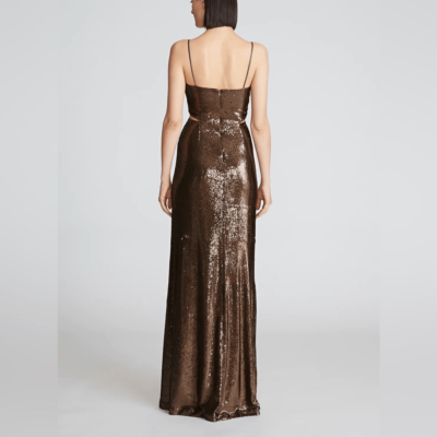 Halston Maxi Gown Womens Size 10 Brown Chloe Sequined Spaghetti Strap V Neck | eBay Halston Maxi Gown Womens Size 10 Brown Chloe Sequined Spaghetti Strap V Neck | eBay
