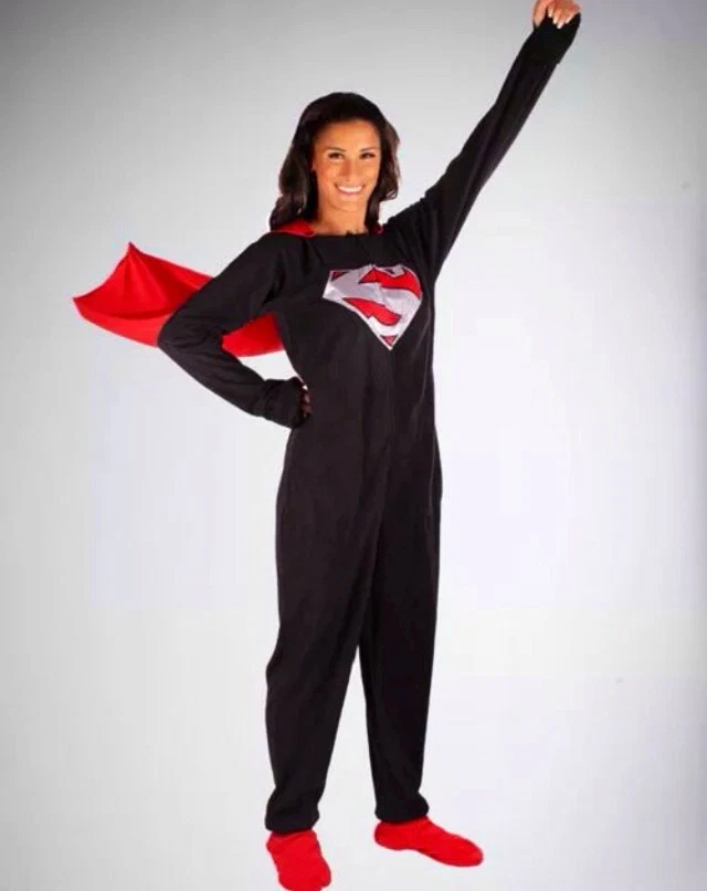 DC COMICS SUPERGIRL SUPERMAN Removable Footed Pajamas Costume W