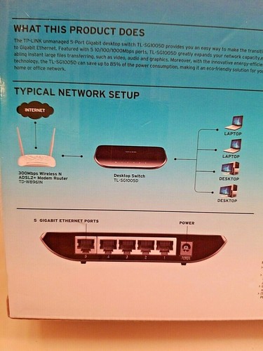 TP-Link TL-SG1005D 5-Port Unmanaged Gigabit Desktop Switch NEW NIB - Picture 4 of 6