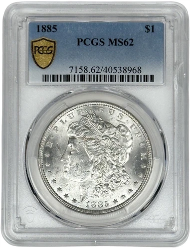 1885 Morgan Silver Dollar $1 Coin PCGS MS 62
