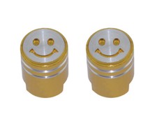 NEW! VINTAGE SMILE FACE PISTON VALVE CAPS IN GOLD USED FOR SCHRADER VALVE.