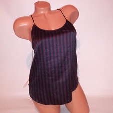 Victoria Secret Camisole Tank Top Sleepwear Small Stripe Black Purple Satin new