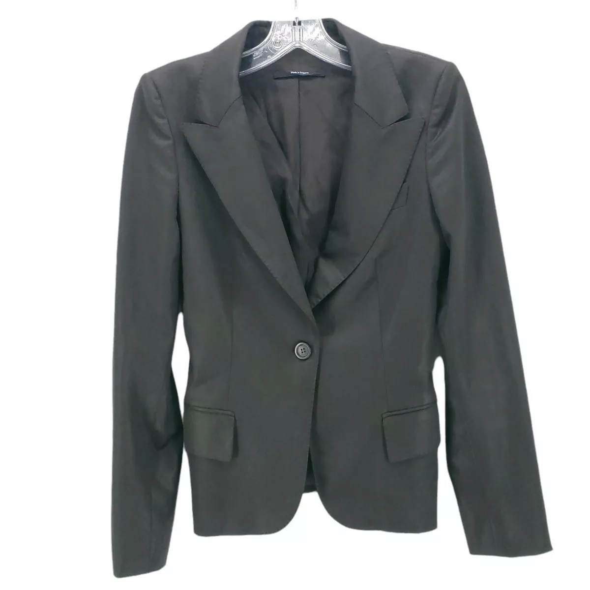 Gucci Uniform Brown Blazer Jacket Coated Wool Blend Stretch Size