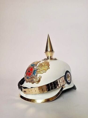 Pickelhaube Style, German Prussian Leather Reenactment Helmet, Fantasy Costume