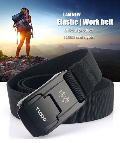 Men Tactical Belt Elastic Belt Strong Nylon Alloy Quick Release Buckle Stretch - Picture 6 of 21