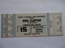 ERIC CLAPTON Original 1976__UNUSED CONCERT TICKET__Dallas,TX__EX++