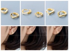 V Shape Baby Hoop Earring/Tiny Small Wave Huggie Earrings/Helix Hoop/Kids Hoops