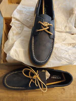 Sperry Top Siders Suede Boat Shoes Men's Size 7 Navy Blue New in Box EUR Sz 39
