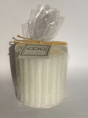 Frangipani or Vanilla Scented White Striped Candle 25/62H EDG Enzo De Gasperi