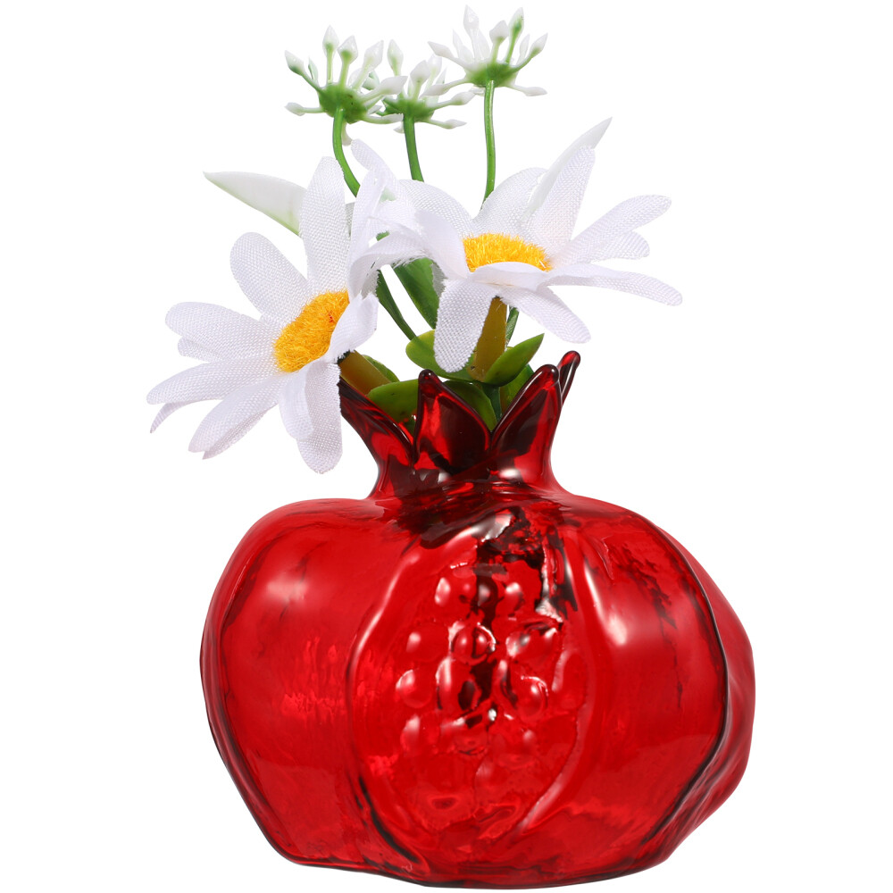 Red Vases Home Decor Pomegranate Jewelry Artificial Flowers Glass
