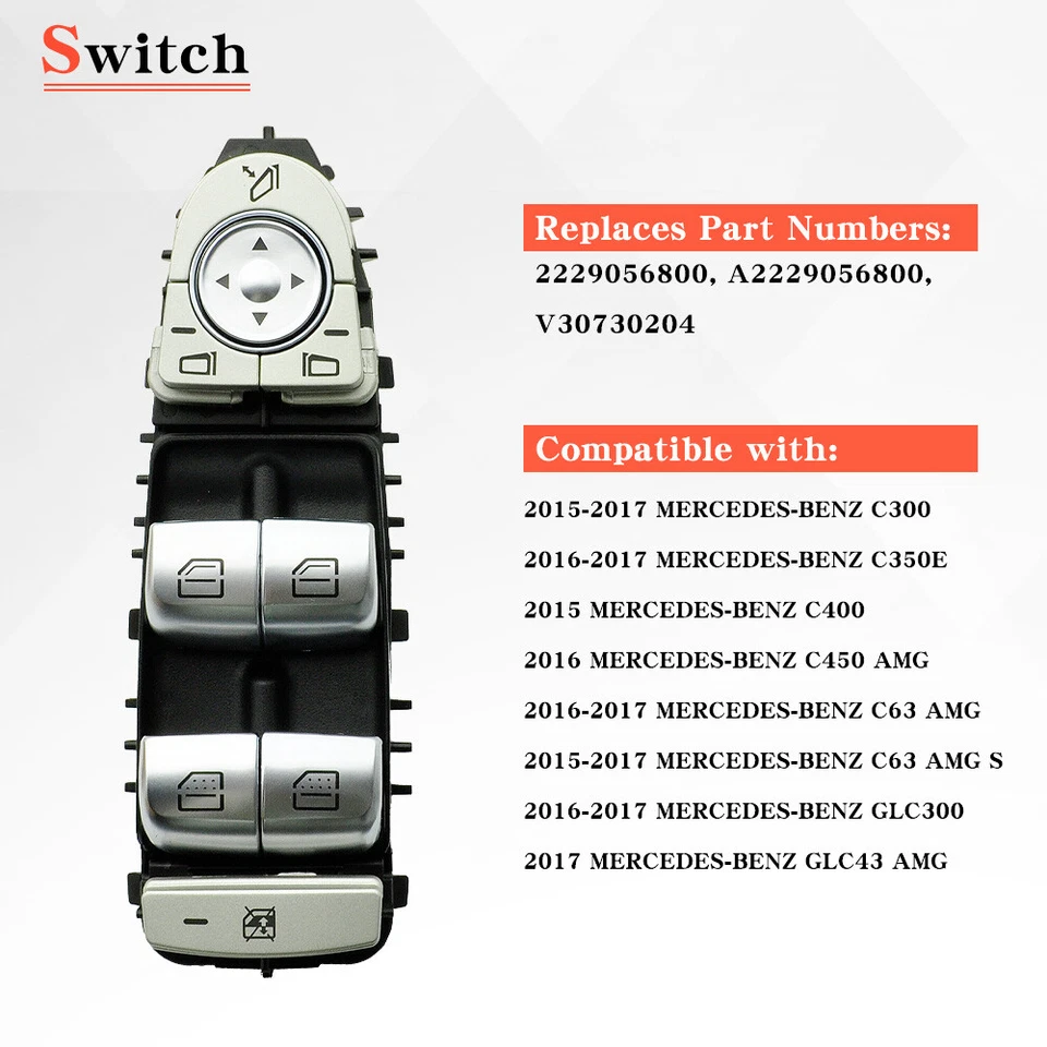 Передний главный выключатель стеклоподъемника для Mercedes Benz C300 седан GLC300 2015-2021 - Изображение 3 из 4