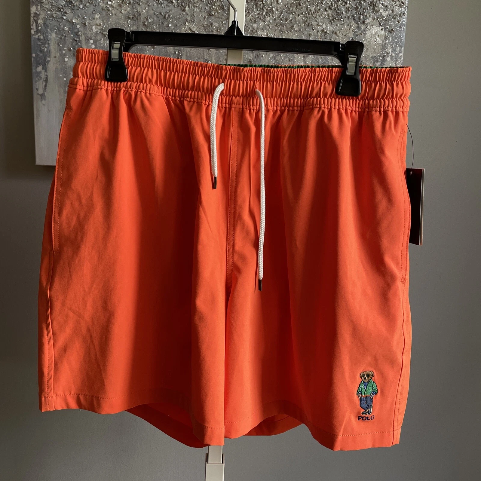Polo Ralph Lauren Traveler Polo Bear Swim Trunks in Orange - Men’s Size L NWT