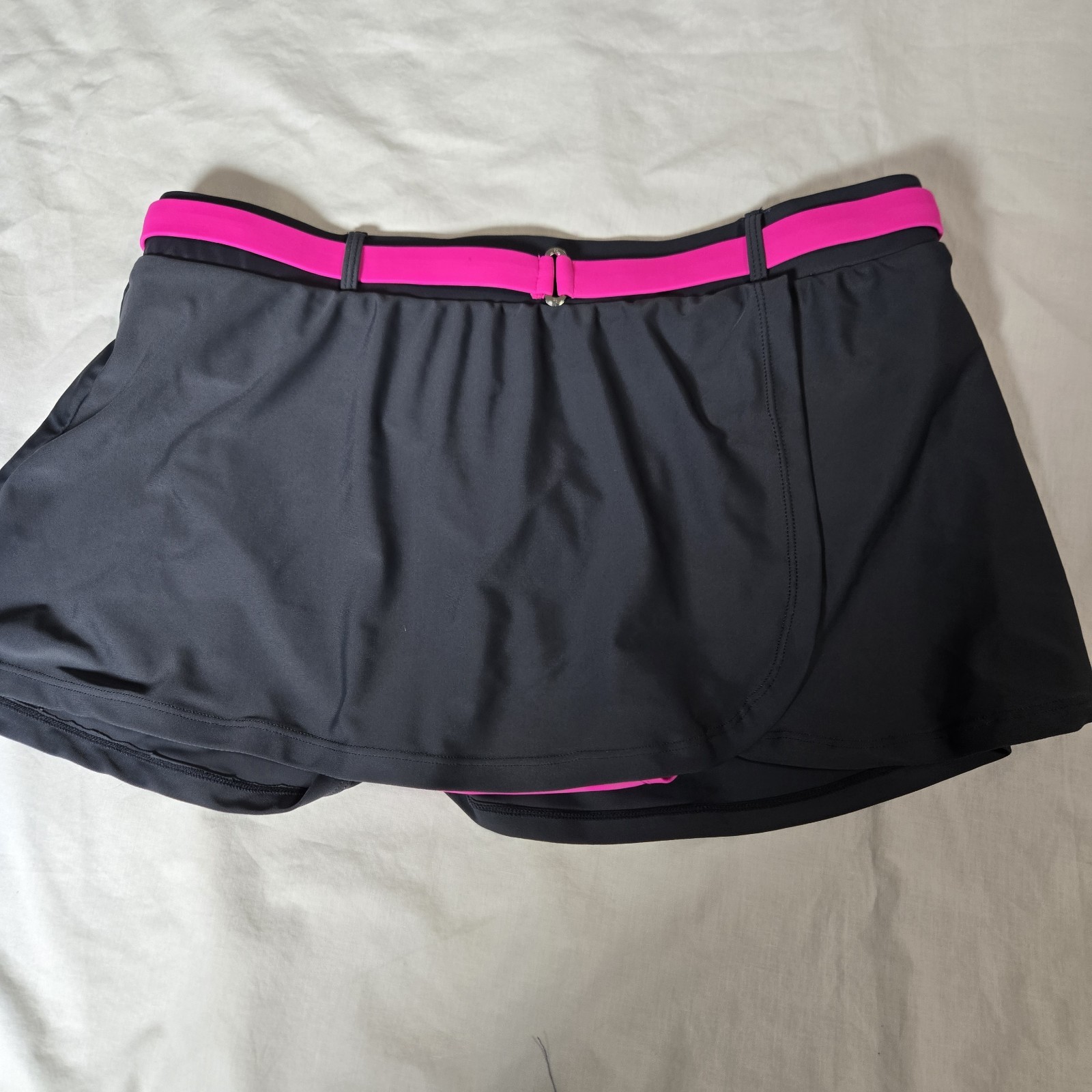 Free Country Swim Skirt Bottoms Bikini Under Black W/ Pink Size Large 12/14
