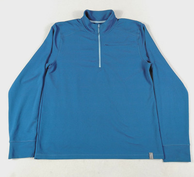 L.L.Bean Pullover Mens Medium Blue Quarter Zip VentureStretch Fitted Knit Hiking