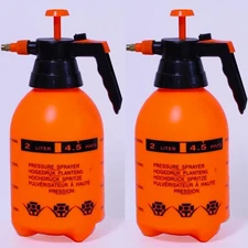2 Pack Orange 1/2 Gallon Handheld Garden Pump Sprayer, Lawn, Yard, Watering