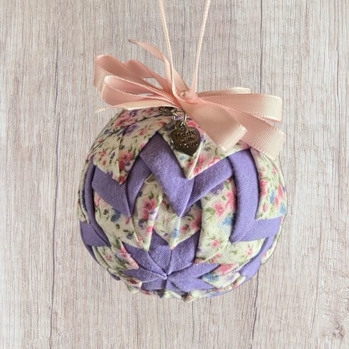 Handmade Folded Star Quilted 3" Ornament Purple Floral Fabric Cottagecore - Picture 3 of 10