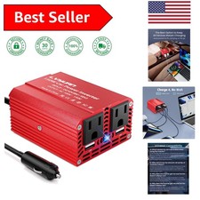 Intelligent Cooling 150W Power Inverter with 4 Outlets  USB Charging