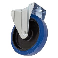 Image of Sealey Heavy-Duty Blue Elastic Rubber Fixed Castor Wheel Ø160mm - SCW3160FPEM