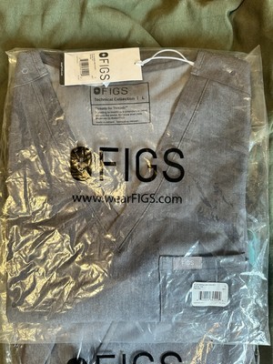 FIGS Women s Scrub Grey Top And Bottoms LARGE