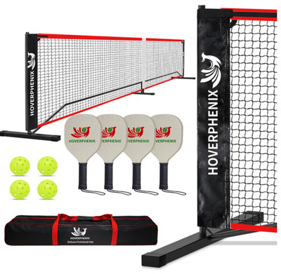 Hoverphenix NEW Pickleball Complete Set w/ 22ft Net, 4 Paddles & Balls PORTIBLE
