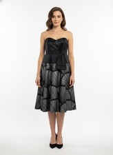BNWT Monsoon Black & Silver Sweetheart Evening Prom Dress Sparkly Skirt UK 12