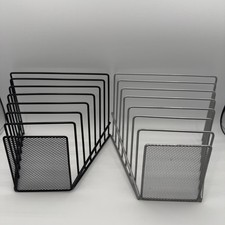 2x Modern Metal 45 Record Rack Holder 7 Slots or File Folder Organizer Tabletop