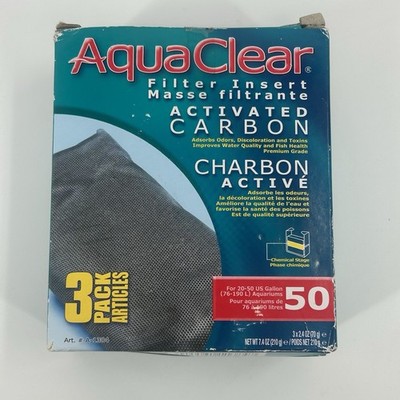 Aquarium Activated Carbon Filter Inserts Size 50 3 count AquaClear Fast Shipping