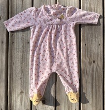 Vintage Classic Pooh Floral Footed Coverall Pink Winnie the Pooh Size 9 Months