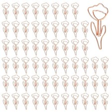 Cute Flower Shaped Paper Clips, 60Pcs Cute Paper Clip, Rose Gold Papers Clip