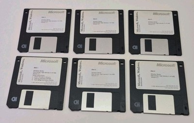 3.5'' HD Floppy Disk (1-6) Full Set Microsoft Windows 3.1 Operating System