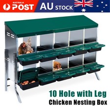 10 Hole Chicken Hen Coop Hutch w/ Metal Leg Roll Away Lay Egg Nesting Box Green