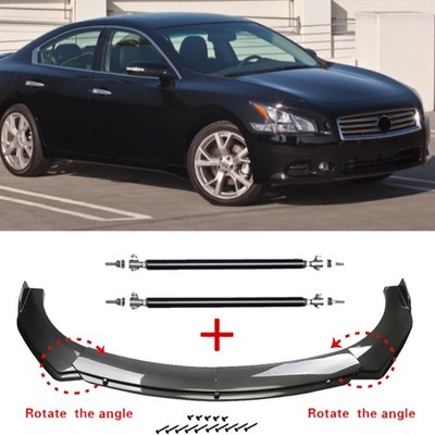 For 09-15 Nissan Maxima Carbon Fiber Style Front Bumper Lip Spoiler+Strut Rods
