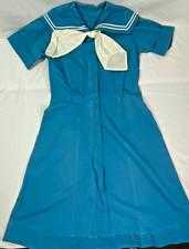 Vintage 1940/50s 4-H Club Uniform Dress Blue Sailor Collar White Tie