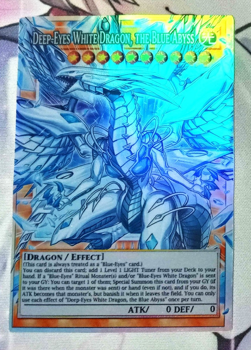 Deep-Eyes White Dragon, the Blue Abyss Yugioh Foiled Doujin Card