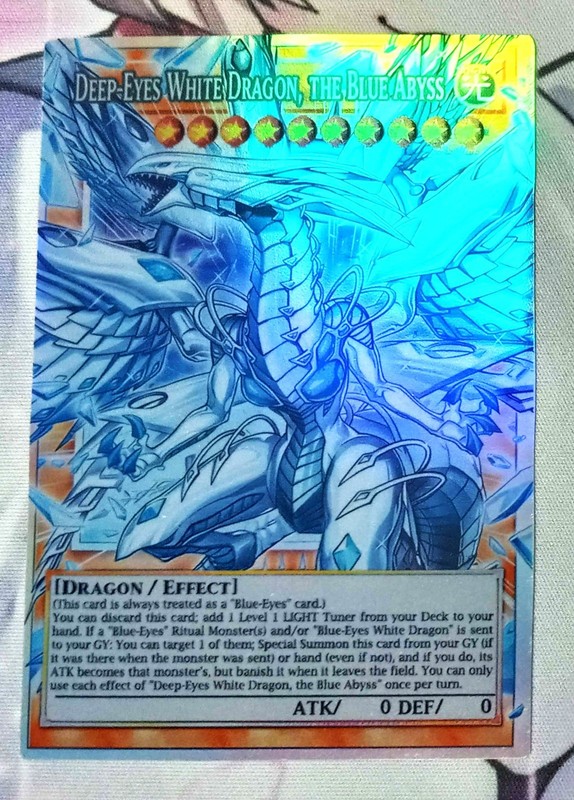 Deep-Eyes White Dragon, the Blue Abyss Yugioh Foiled Doujin Card NM *** READ ***